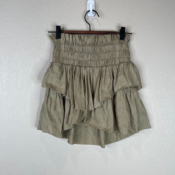 Isabel Marant Étoile Dresses & Skirts - Isabel Marant Etoile Women's Smocked Waist Ruffled Hem Mini Skirt Squirrel SZ 36